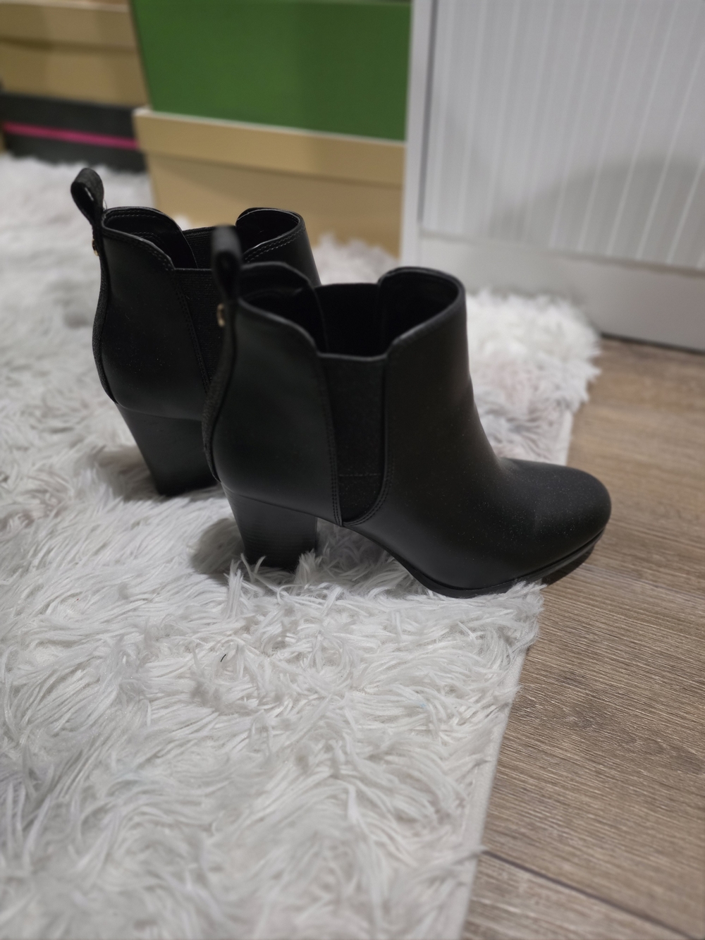 Michael Kors Black Leather Chelsea Ankle Booties with Block Heel